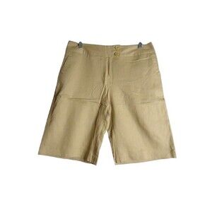 George ME by Mark Eisen Ibiza Shorts Womens Size 10 Linen Blend Khaki